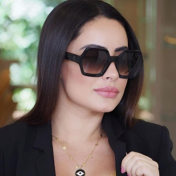 BRAND NEW Celine CL40131I  01F Black Brown Gradient Geometric Women Sunglasses - Picture 1 of 9